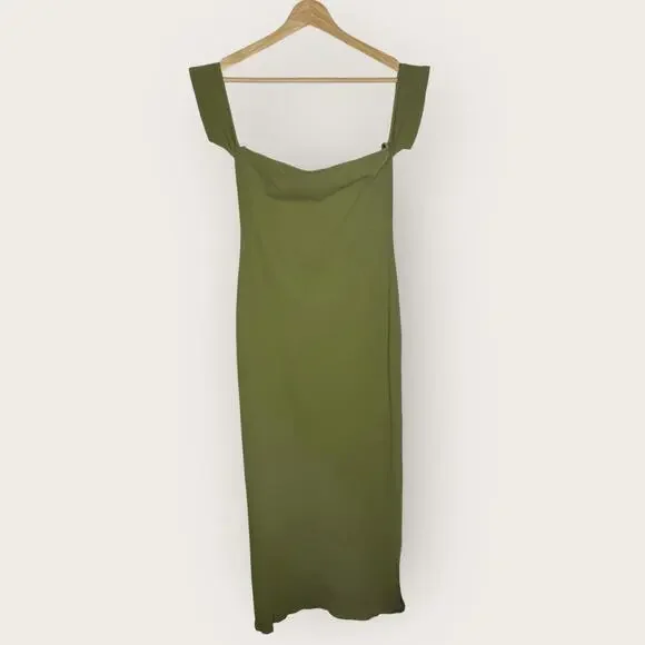 Urban Outfitters Spencer Off The Shoulder Knit Midi Dress Medium Green  Feminine